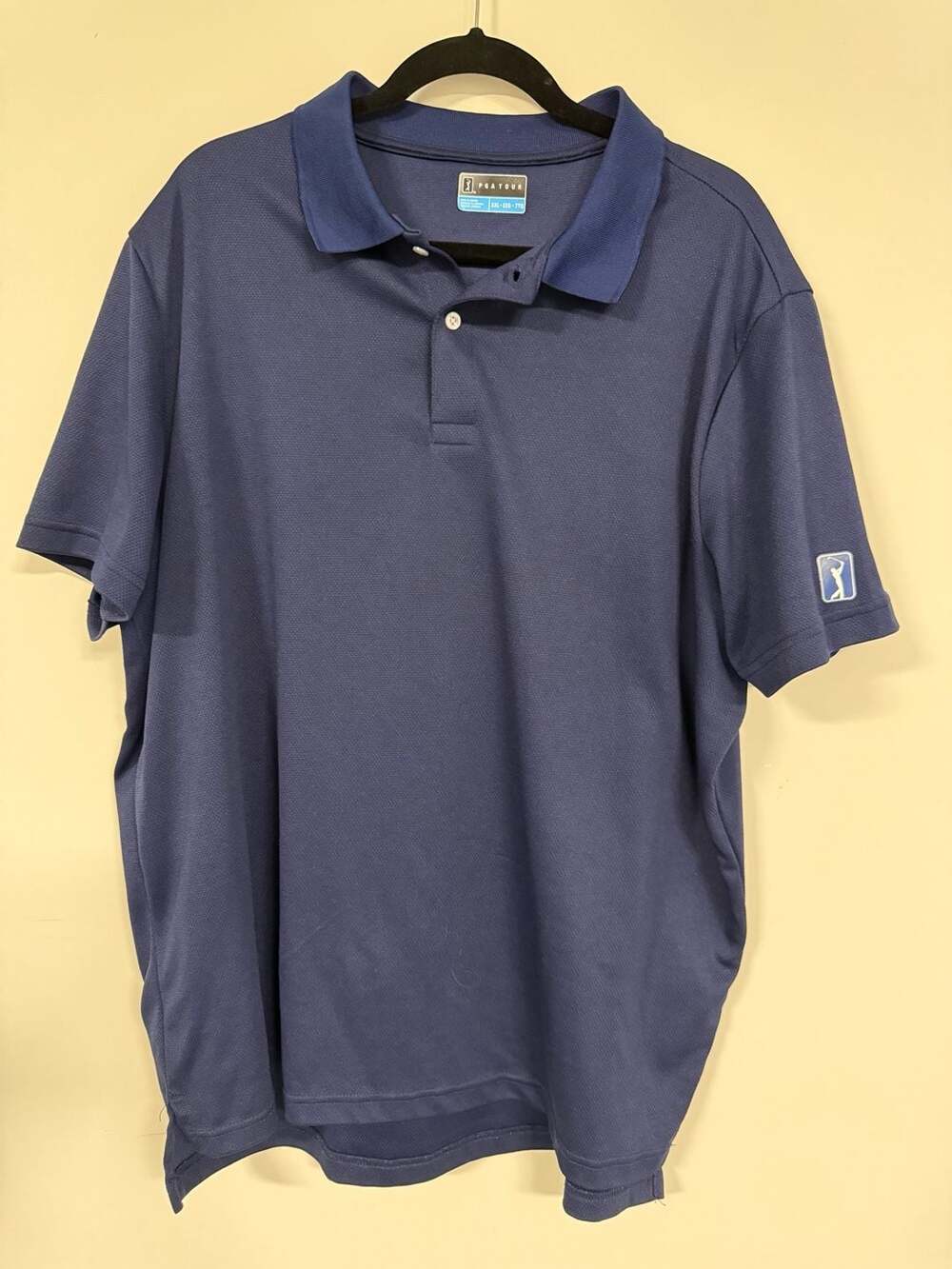 PGA TOUR Men's AirFlux Mesh Short Sleeve Golf Polo Shirt Navy Blue XXL